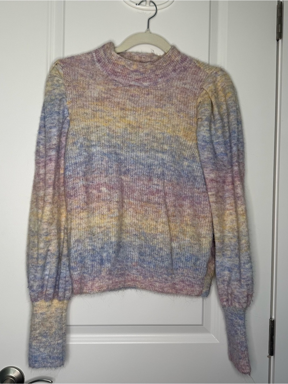 SO Pastel Multi-Stripe Turtleneck Sweater - Pink, Blue, Yellow, Cream